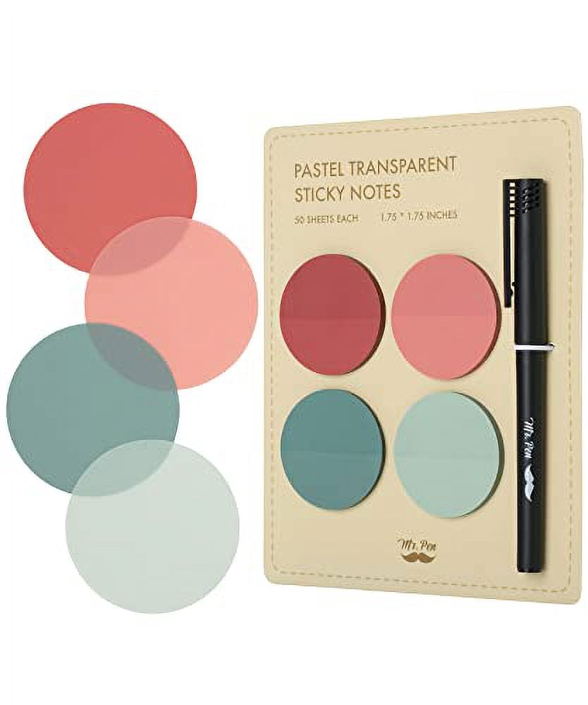 Mr. Pen- Transparent Sticky .. Notes, 200 Pcs, Pastel .. Colors, Round ...