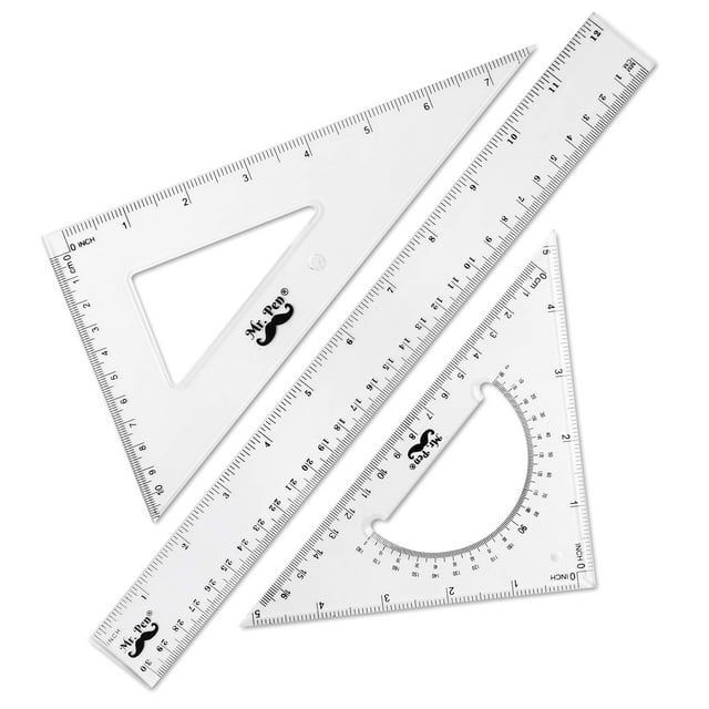 Mr. Pen- Triangle Ruler, Square and Ruler Set, 3 Pack, Set Square ...