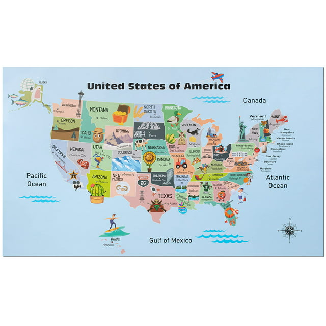 Mr. Pen- United States Map for Kids, 14.5”x 24.6”, Us Map for Kids Learning, Map of Usa, Wall Maps, Usa Map Poster