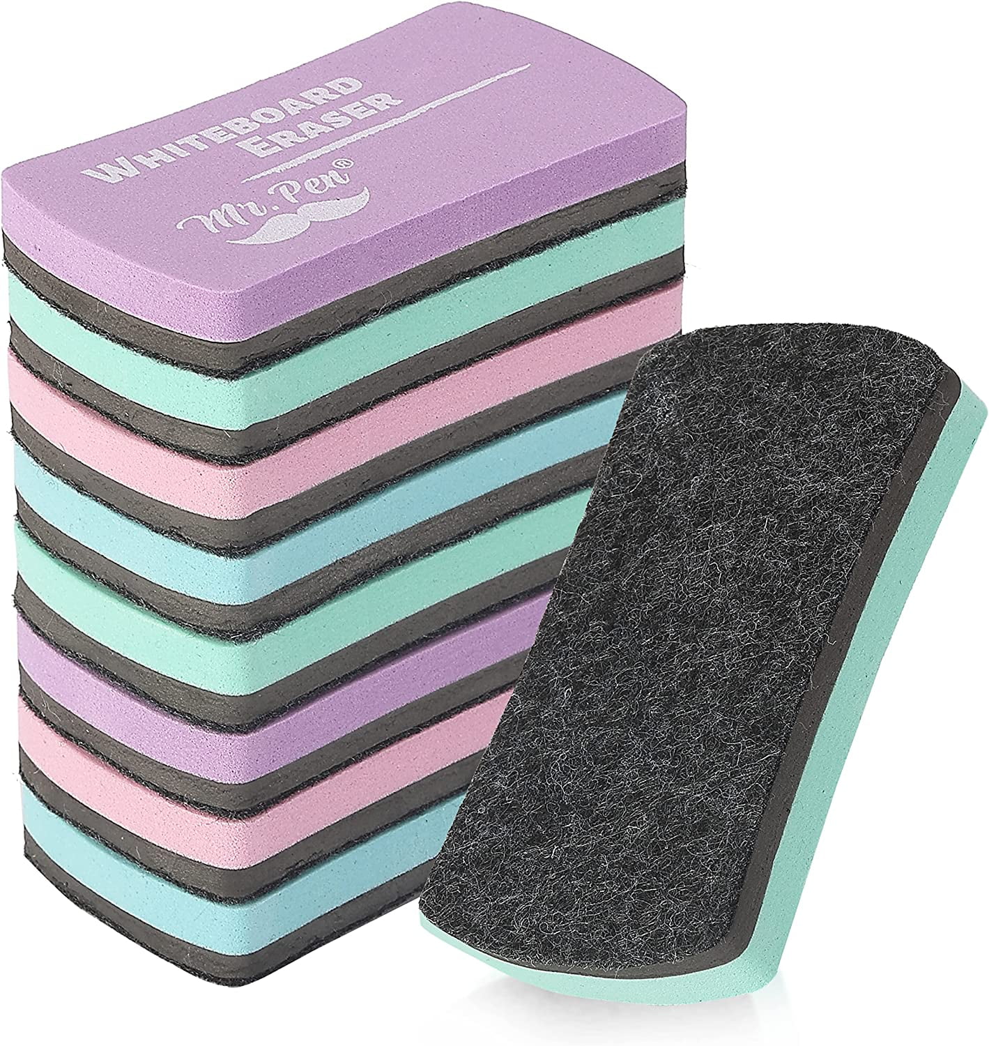Pastel Multicolor Magnetic Foam Whiteboard Erasers, 8-Pack