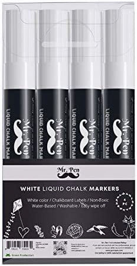 Mr. Pen- White Chalk Markers, 4 Pack, Dual Tip, 8 labels, White Liquid  Chalk Marker, Chalk Markers, White Dry Erase Markers, Chalk Markers for