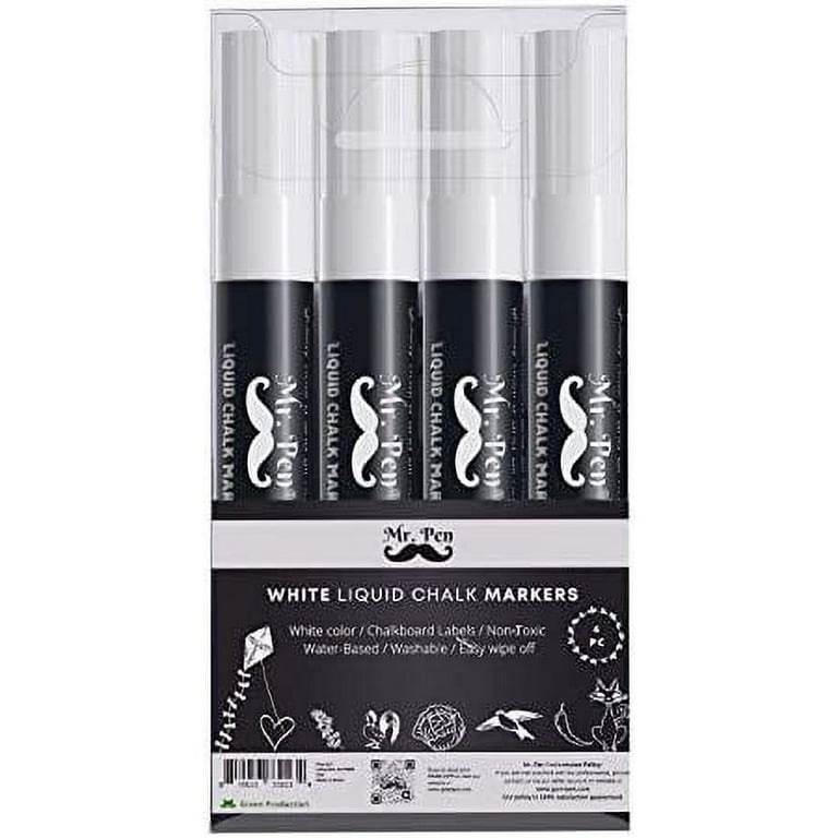 Mr. Pen- White Chalk Markers, 4 Pack, Dual Tip, 8 labels, White Liquid Chalk  Marker, Chalk Markers, White Dry Erase Markers, Chalk Markers for  Blackboard, Chalkboard pen, White Chalkboard Marker 