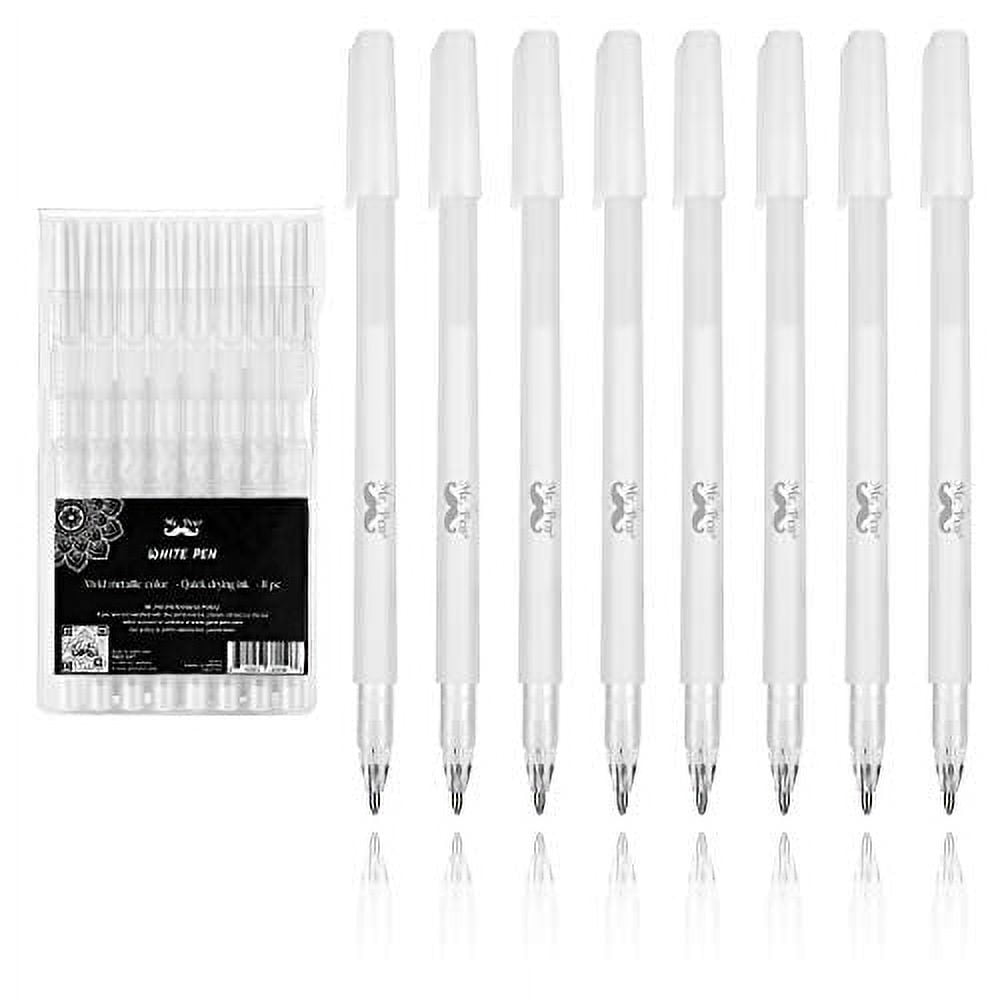 Mr. Pen- White Pens, 8 Pack, White Gel Pens for Artists, White Gel Pen,  White Ink Pen, White Pens for Black Paper, White Drawing Pens