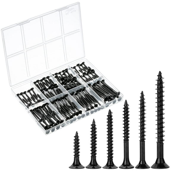 Mr. Pen- Wood Screws Assortment Kit, 152 pcs, Black Wood Screws Phillips Tips, Screw Set