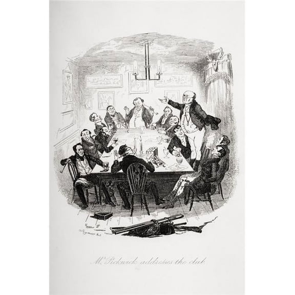 Mr.Pickwick Addresses The Club Illustration From The Charles Dickens Novel - 18in. x 12in.