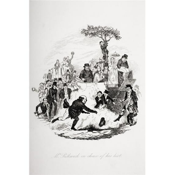 Mr. Pickwick In Chase of His Hat. Illustration From the Charles Dickens Novel the Poster Print, 24 x 36