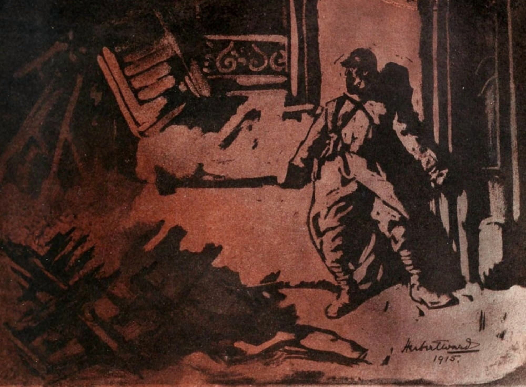 Mr Poilu 1916 An exploding shell Canvas Art - Herbert Ward (18 x 24)
