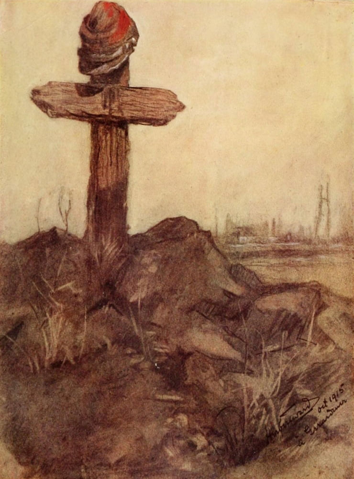 Mr Poilu 1916 Grave of a French soldier Canvas Art - Herbert Ward (18 x 24)