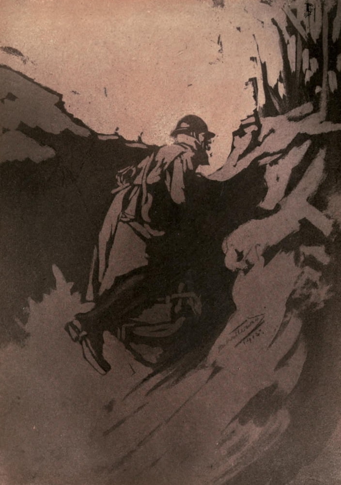 Mr Poilu 1916 Watching the Mascot Canvas Art - Herbert Ward (24 x 36)