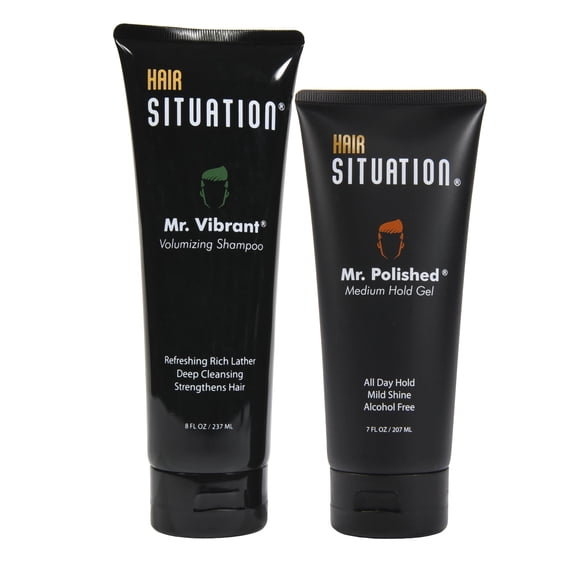 Mr. Polished Gel for Men Medium Hold, Hair Gel, Alcohol Free & Mr. Vibrant Volume Shampoo