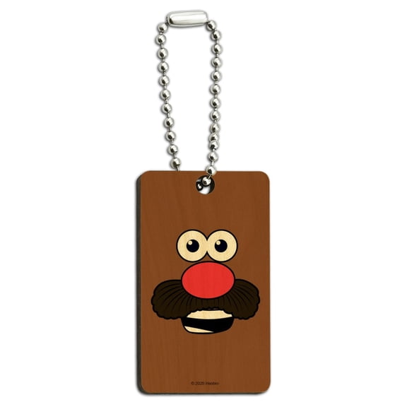 Mr. Potato Face Wood Wooden Rectangle Keychain Key Ring