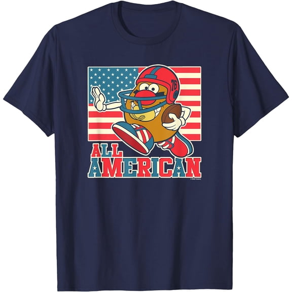 Mr. Potato Head All American Football Player Flag Background T-Shirt