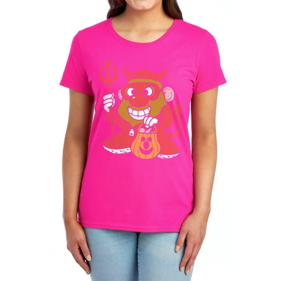 Mr Potato Head Deviled Spud Women's T Shirt, Hot Pink, X-Large