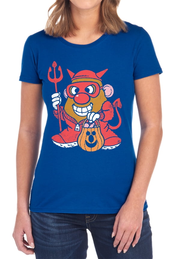 Mr Potato Head Deviled Spud Women's T Shirt, Royal, 2X-Large
