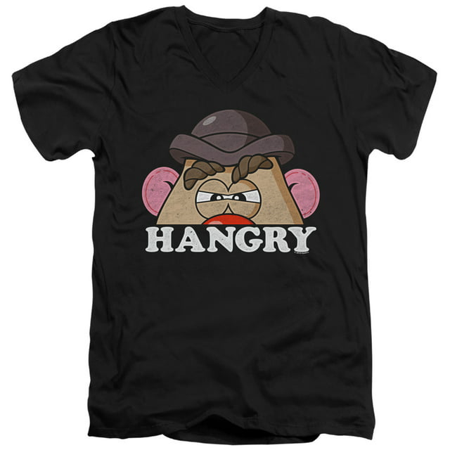 Mr Potato Head Hangry S/S Adult V-Neck T-Shirt 30/1 T-Shirt Black