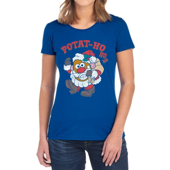 Mr Potato Head Ho Ho Ho Women's T Shirt, Royal, Large