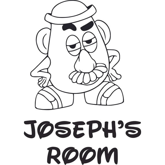 Mr. Potato Head Wall Art Design Customized Name Wall Decal - Custom Vinyl Wall Art - Personalized Name - Baby Girls Boys Kids Bedroom Wall Art Decal Room Decor Sticker Decoration Size (20x20 inch)