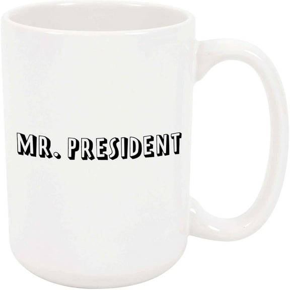 Mr. President Coffee Mug - Personalized Ceramic Cup with Name, Custom Mug, Customized Birthday/Christmas Gift, Holiday Present, Block Text, 11 Oz