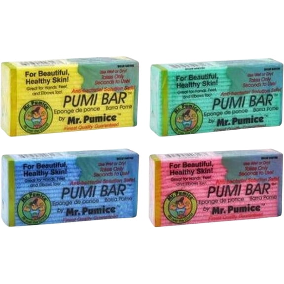 Mr. Pumice Callus Remover PUMI Bar: Pedicure Stone & Foot/Heel Scrubber - Medium Grit (Assorted Colors) 2 Pack