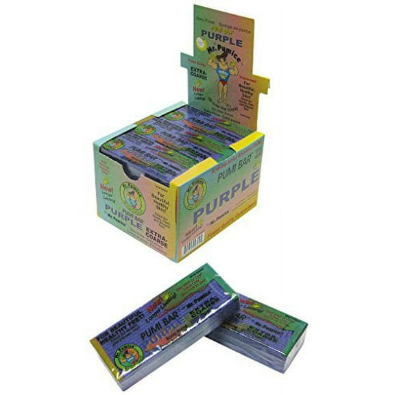 Mr. Pumice Purple Pumi Bar (12-Count Display Box): Extra-Coarse Callus Remover, Pedicure Stone & Ped File Scrubber For Smooth Feet and Heels