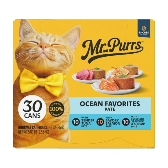 Mr Purrs Seafood Pate Wet Cat Food, 3 oz Can, Pack of 30