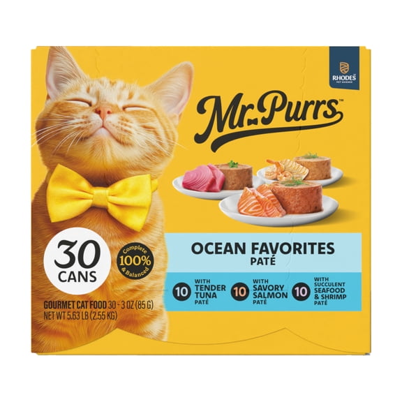 Mr Purrs Seafood Pate Wet Cat Food, 3 oz Can, Pack of 30