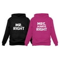 thumbnail image 1 of Mr Right Mrs Always Right Husband & Wife Funny Matching Couple Hoodie Set Mr. Black XX-Large / Mrs. Pink Small, 1 of 4