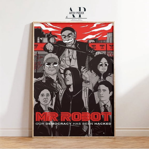 Mr Robot Poster, Hacker TV Show Cyberpunk Wall Art