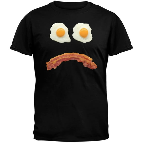 Mr. Sad Face Bacon And Eggs Black Adult T-Shirt - X-Large