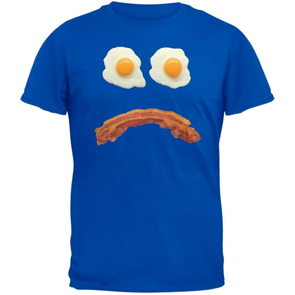 Mr. Sad Face Bacon And Eggs Blue Adult T-Shirt - X-Large