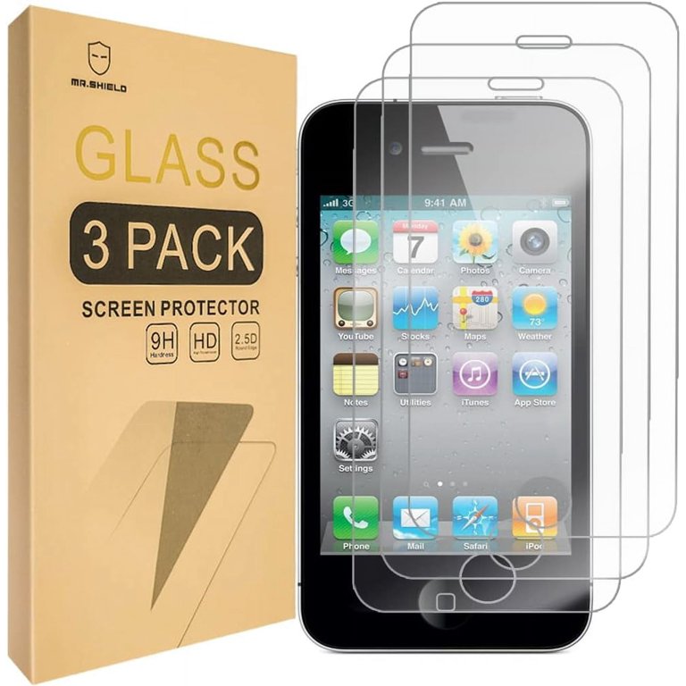 [3-PACK] Designed For iPhone 4S [Tempered Glass