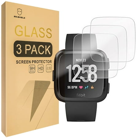 Mr.Shield [3-PACK] Screen Protector For Fitbit Versa Smart Watch [Tempered Glass] Screen Protector [0.3mm Ultra Thin 9H Hardness 2.5D Round Edge]