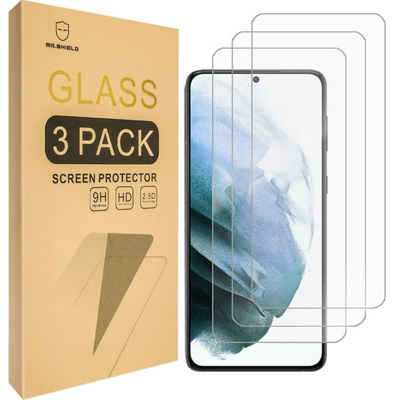 Mr.Shield [3-Pack] Designed For Samsung (Galaxy S21 Plus 5G) / Galaxy S21+ 5G [6.7 inch] [Fingerprint Unlock Compatible] [Tempered Glass] [Japan Glass with 9H Hardness] Screen Protector