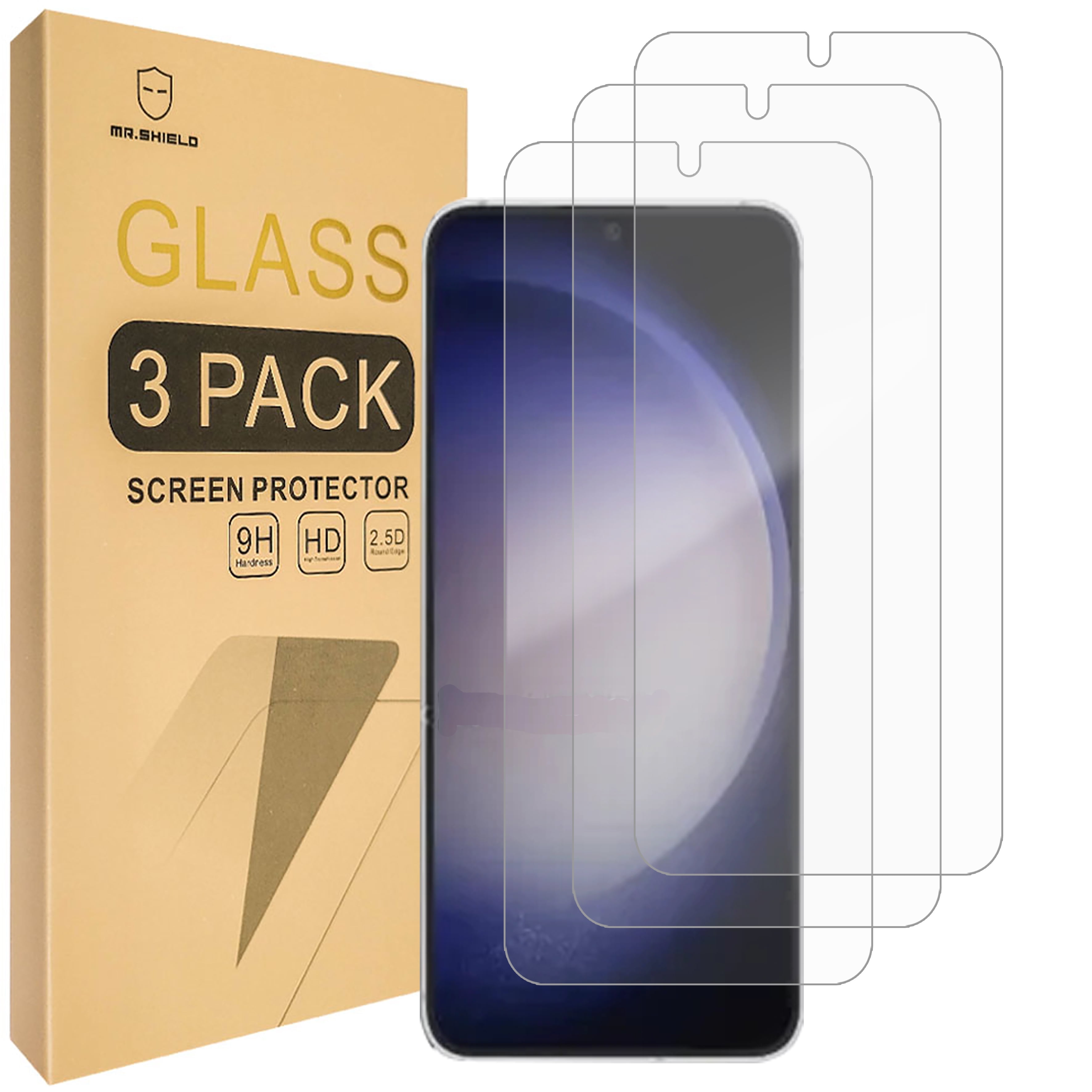 Mr.Shield [3-Pack] Screen Protector For Samsung Galaxy S24 [Fingerprint Unlock Compatible] [Tempered Glass] [Japan Glass with 9H Hardness] Screen Protector