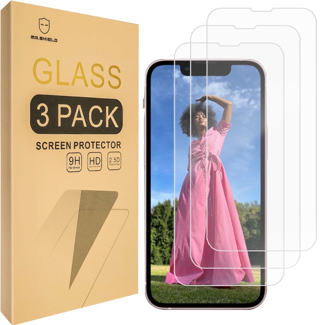 Mr.Shield Screen Protector Compatible For iPhone 13 Mini [Full Cover Screen Version] Tempered Glass Screen Protector [9H Hardness - 2.5D Edge] [3 Pack]
