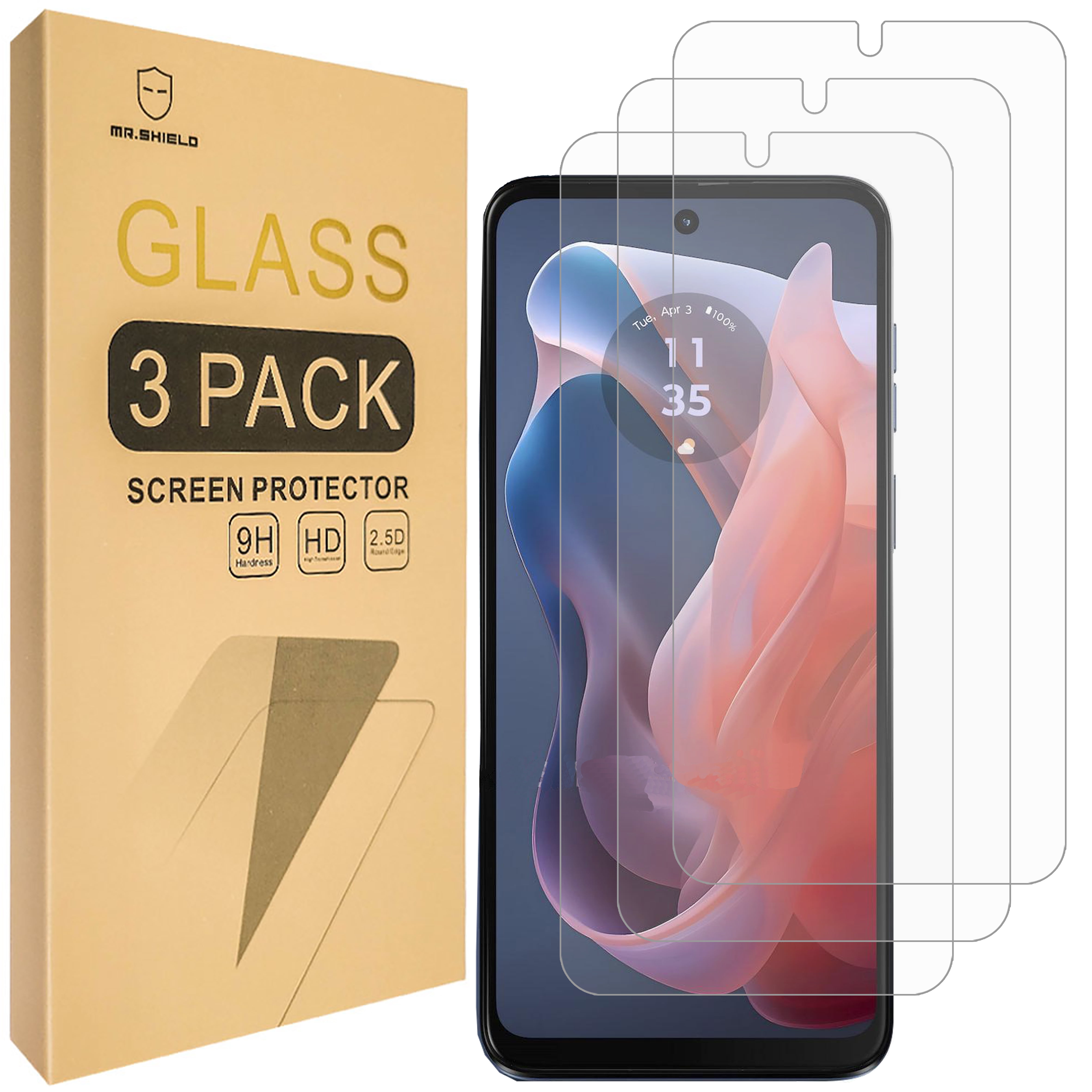 Mr.Shield Pellicola Protettiva In Vetro Temperato Per Motorola Moto E13 4G LTE, 3 Pezzi, 9H Durezza, Anti Graffio, Anti Impronta