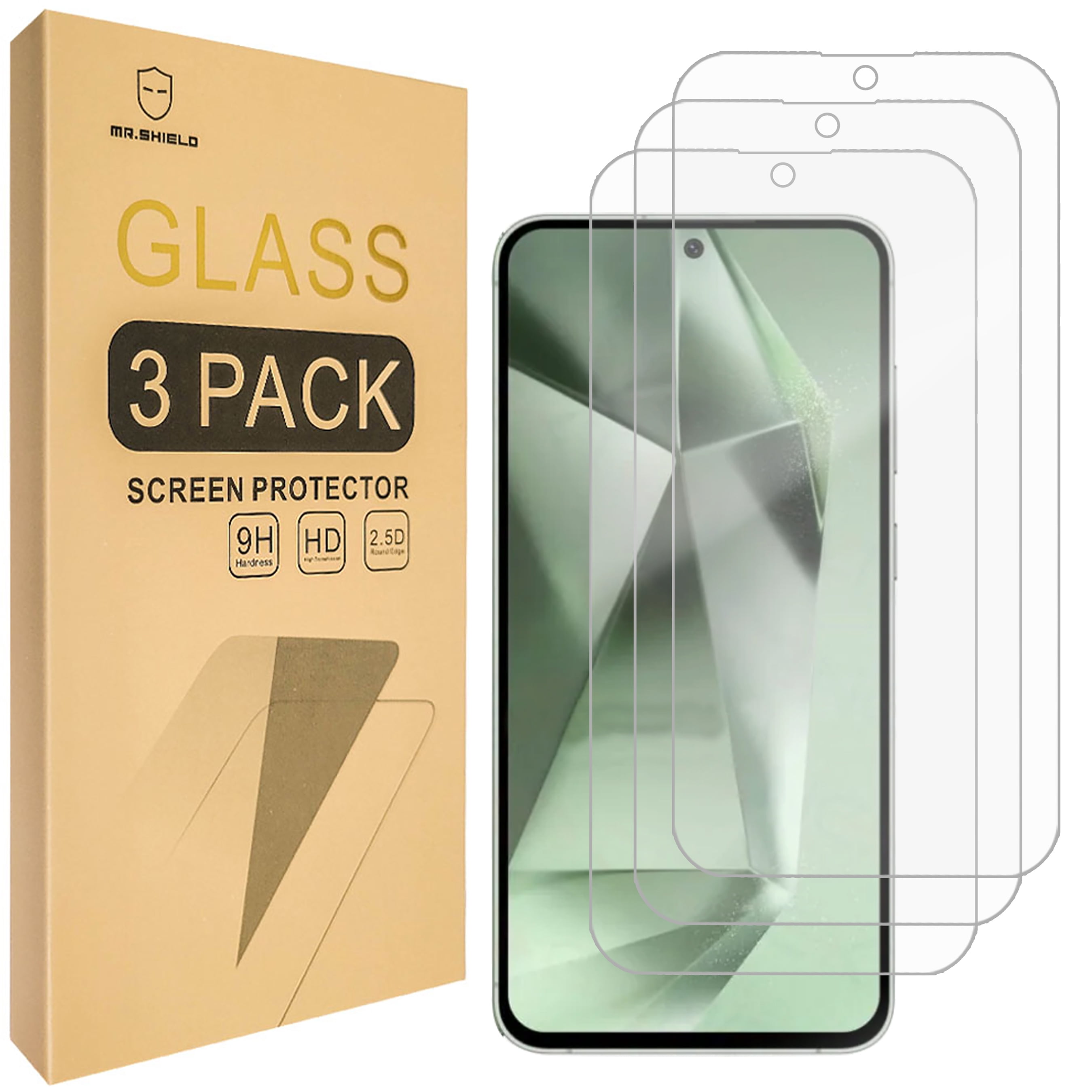 Mr.Shield Screen Protector compatible with Samsung Galaxy S24 FE [Tempered Glass] [3-PACK] [Japan Glass with 9H Hardness]