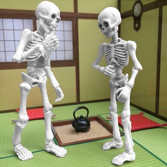 Mr. Skeleton Human Model 3.54" Halloween Full Body Skeleton with Posable Joints Figure Mini Toy Model Novelty Funny Toy for Halloween Desktop Decorations Home Decor
