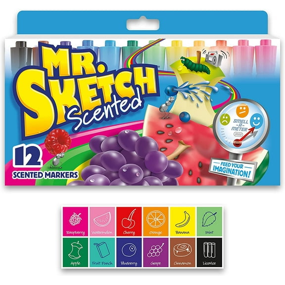 Mr. Sketch 1905069 Scented Watercolor Marker Chisel Tip 12 Colors 12/Set