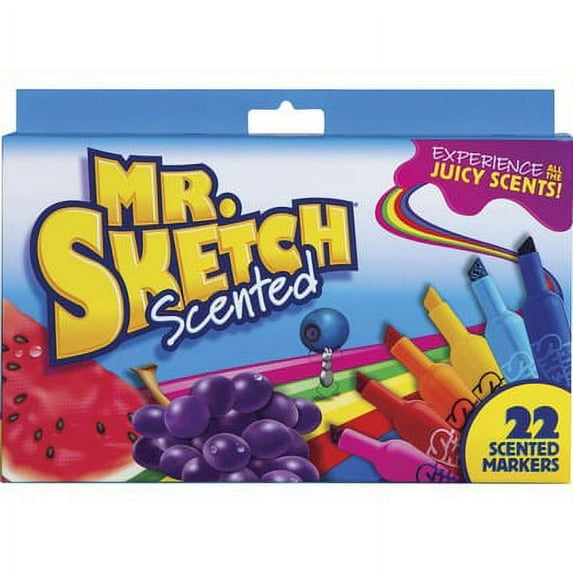 Mr. Sketch-1PK Scented Watercolor Marker, Broad Chisel Tip, Assorted Colors, 22/Pack
