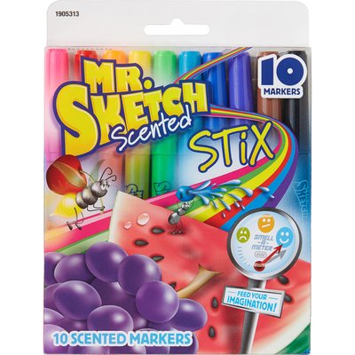 Mr. Sketch-2PK Scented Stix Watercolor Marker Set, Fine Bullet Tip, Assorted Colors, 10/Se