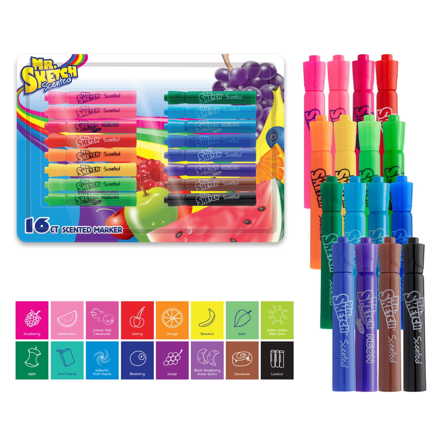 Mr. Sketch Scented Markers, Chisel Tip, Assorted Colors, 16 Count