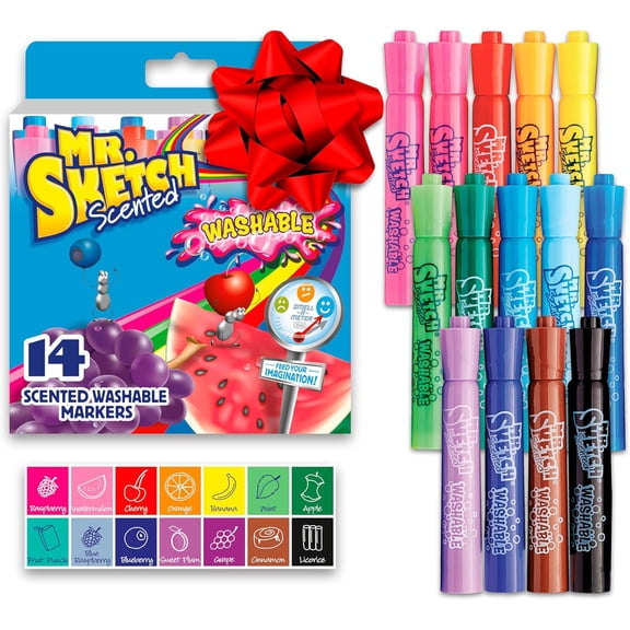 Mr. Sketch Scented Markers, Chisel Point, Assorted, Pack Of 14