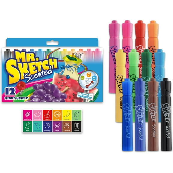 Mr. Sketch Scented Markers, Chisel Tip, Assorted Colors, 12 Count
