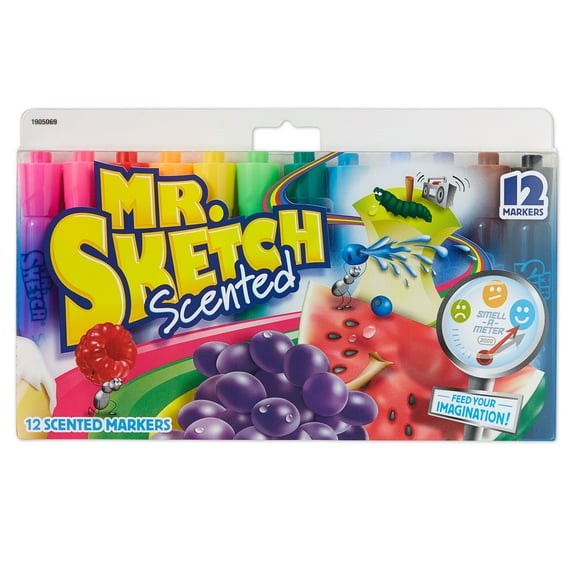 Mr. Sketch Scented Markers, Chisel Tip, Assorted Colors, 12 Count