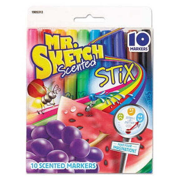 2PK Mr. Sketch 1905313 Scented Stix Watercolor Markers, Fine Point, 10/Set