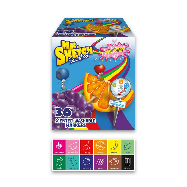 Mr. Sketch 2003992 Scented Washable Markers, Chisel Tip, Assorted Colors –  One-Touch Top Tred Toys
