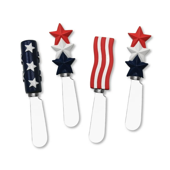 Mr. Spreader 4-Piece American Flag Resin Cheese Spreader, Assorted
