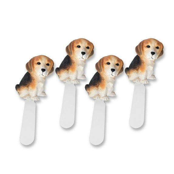 Mr. Spreader 4-Piece Beagle Dog Hand Painted Resin Handle with Stainless Steel Blade Cheese Spreader/Butter Spreader Knife