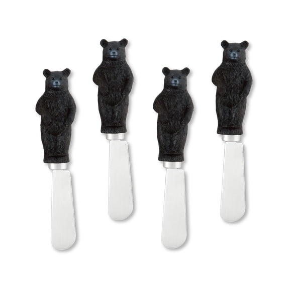 Mr. Spreader 4-Piece Bear Hand Painted Resin Handle with Stainless Steel Blade Cheese Spreader/Butter Spreader Knife